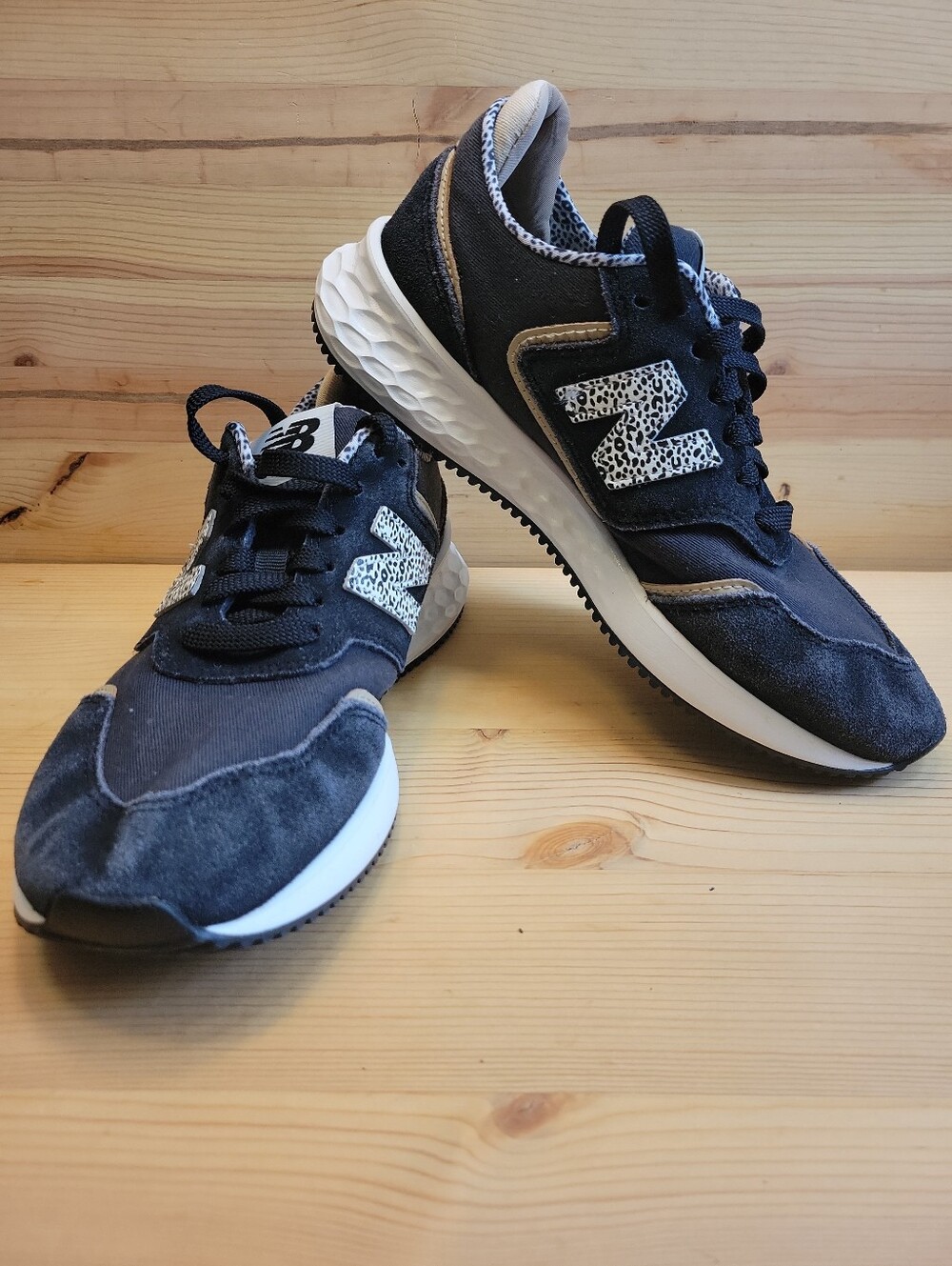 New Balance X-70 Black Leopard Print Women's Lifestyle Sneakers Size 7